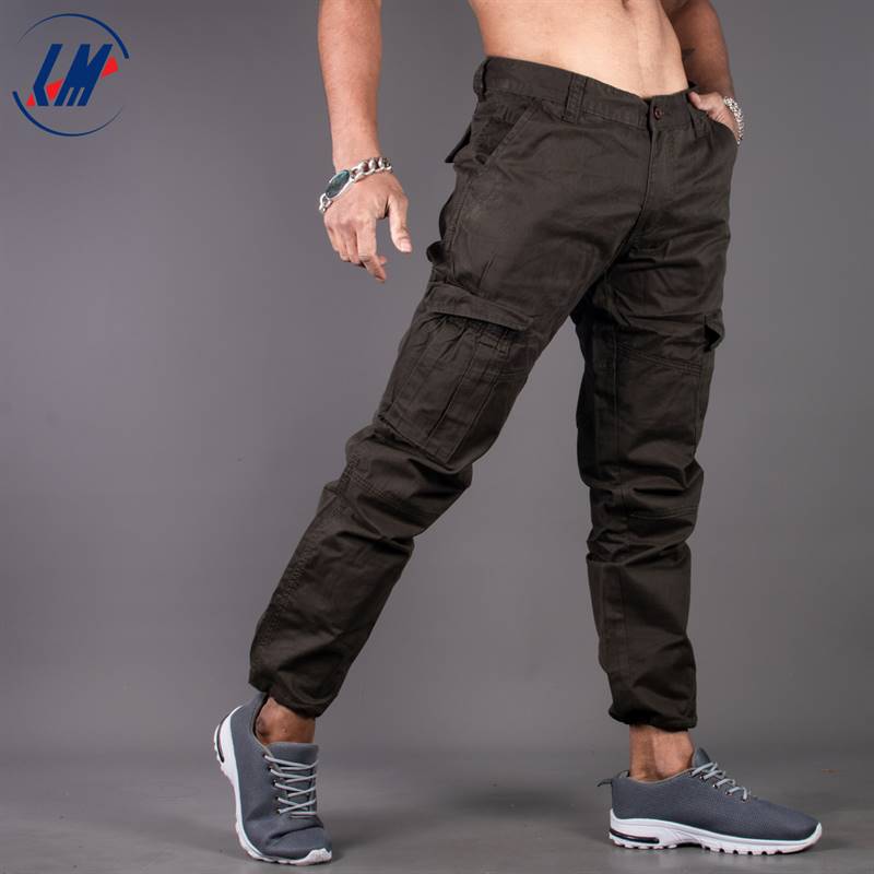 KILOMETER Casual Army Green Multi Pockets Cargo Box Pant For Men KM