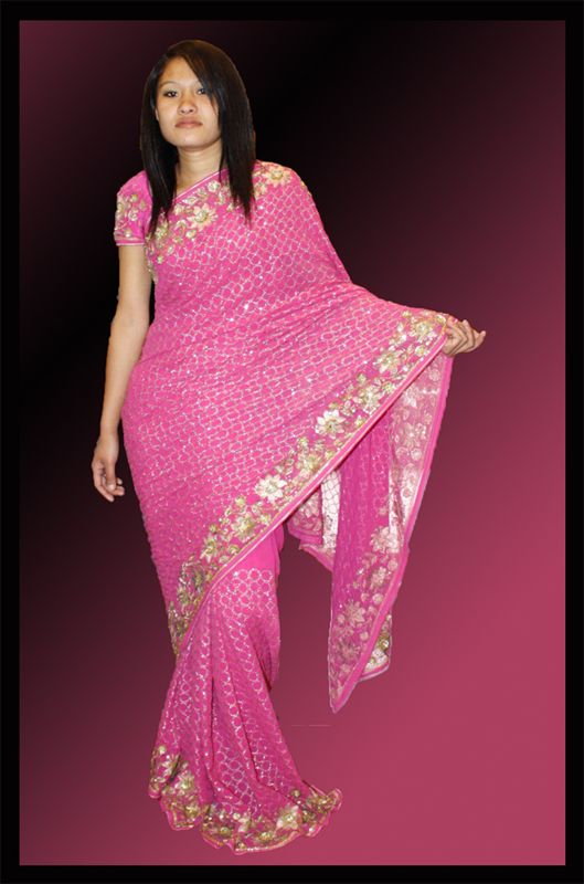 Rani color designer georget with sequined work.(spw000000117)