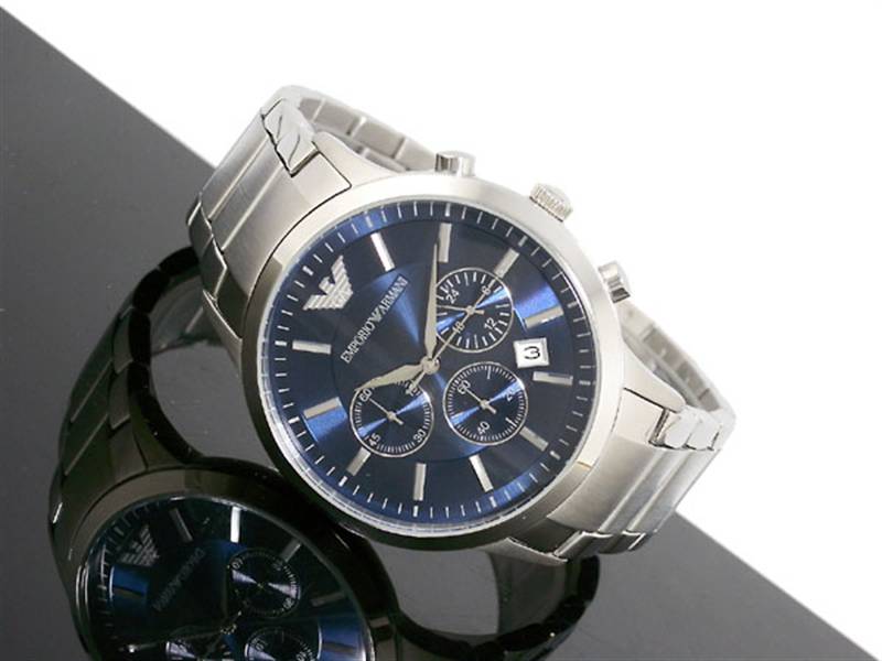 emporio armani ar2448 men's chronograph watch with navy blue dial