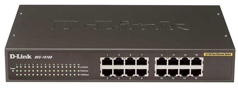 D-Link Tx 16 Ports 10/100 Mbps Unmanaged Switch (DES-1016A)