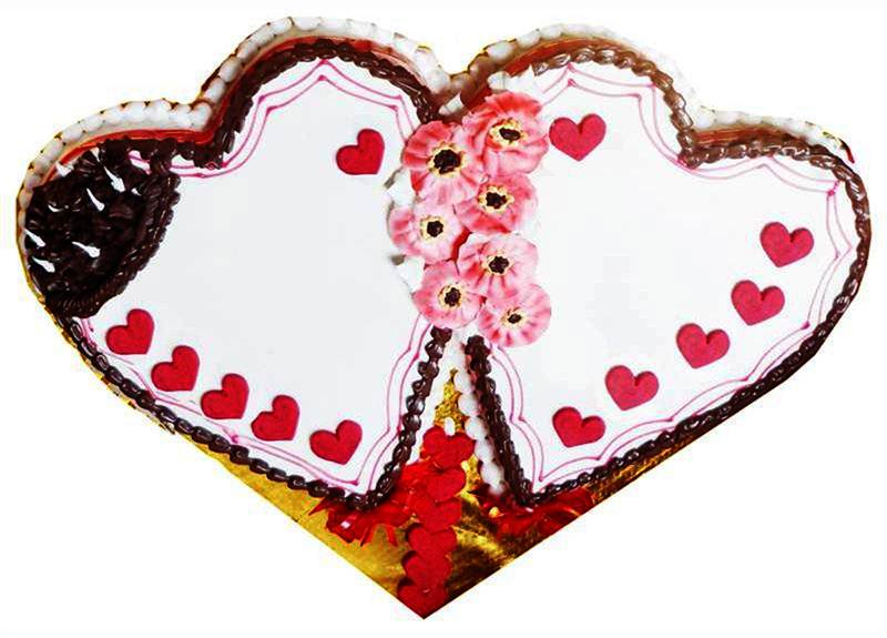 Double Heart Chocolate and Vanilla Cake (2 Kg) from Paudel Bakery (CKHTD012)