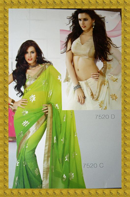 Exclusive new arrival in foil print georgette saree in offwhite.(geox8)