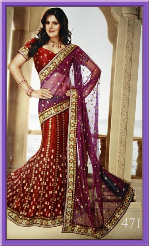 Panal or Lehenga style saree on full net with good intrication and multicolors.(geox40)