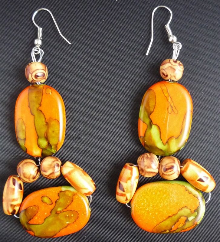 Orange Earring with Beads