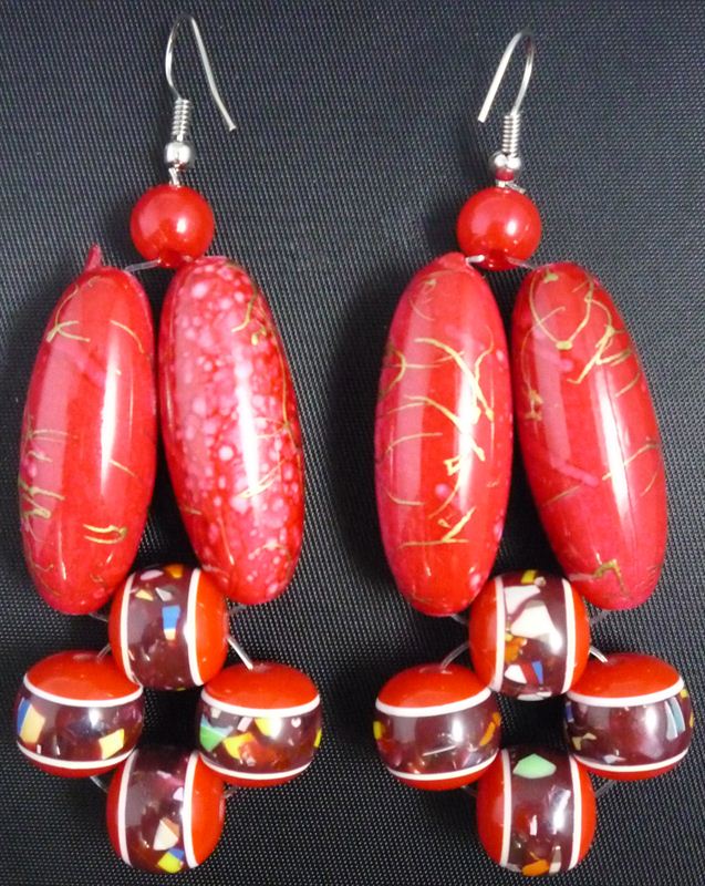 Red Big Beads Earring