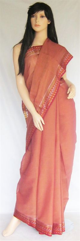 Hand Loomed Cotton Saree with Zari Weaved Border (MISR0109)