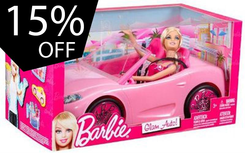 barbie convertible car & doll playset