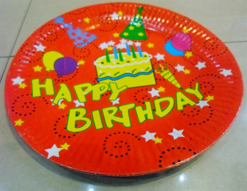 Happy Birthday Round Shape Paper  Plate (10Pcs)(A)