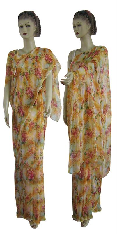 printed french chiffon sarees