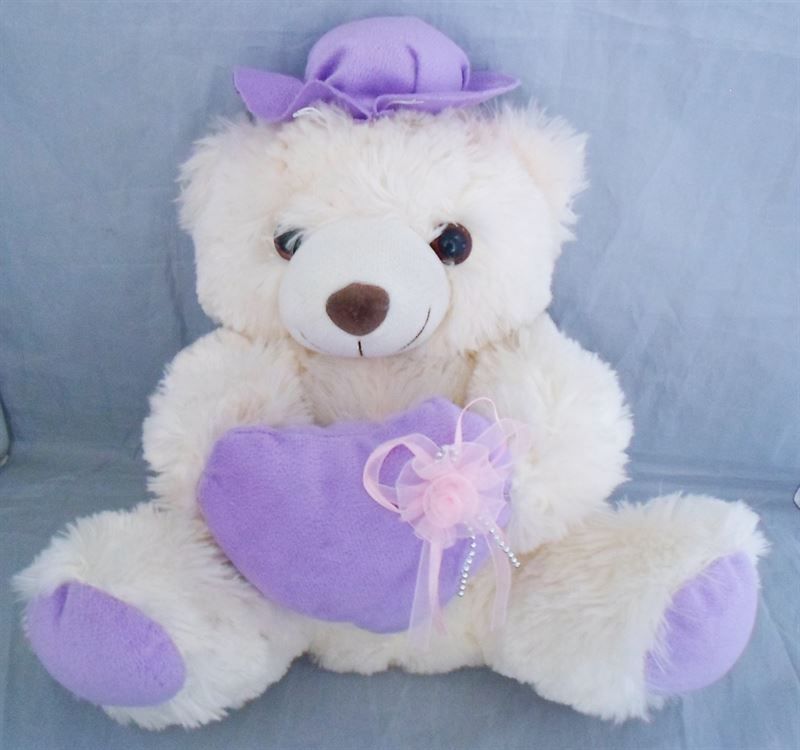 Small Teddy With Purple Heart Pillow Send Gifts And Money To