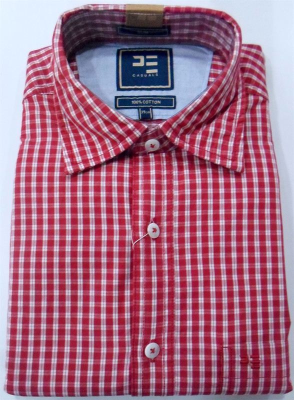 Peter England Gents Dark Red Check Shirt (NSS10042)