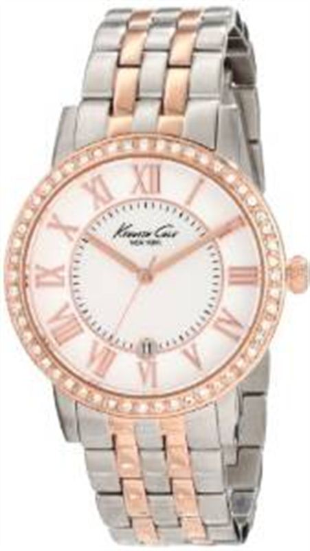 Kenneth Cole New York Women's KC4972 Classic Silver Dial Roman Numerals Stone Bezel Bracelet Watch