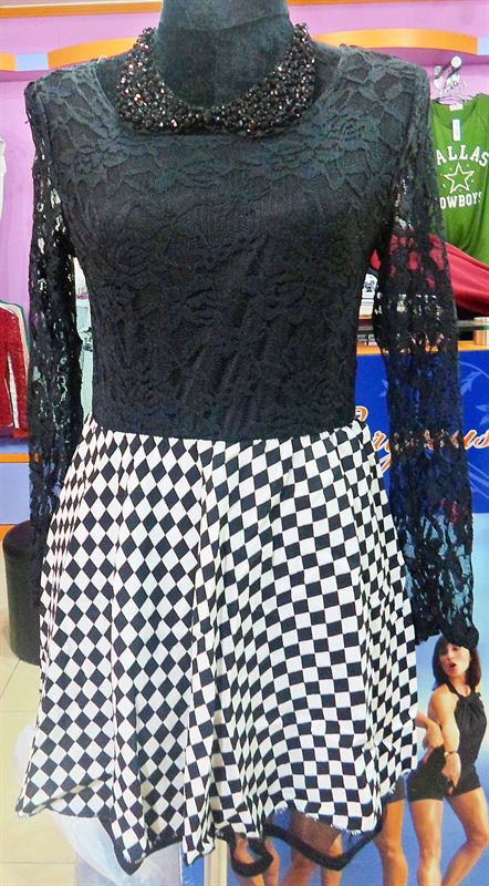 Get Gorgeous Ladies Black Check Dress