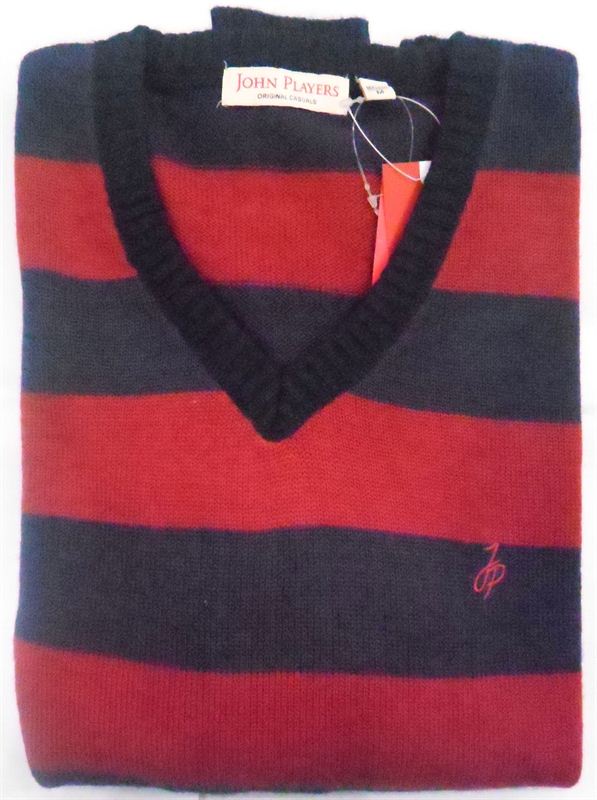 John Player Men's Maroon Stripe Sweater (JP23 US61B6)
