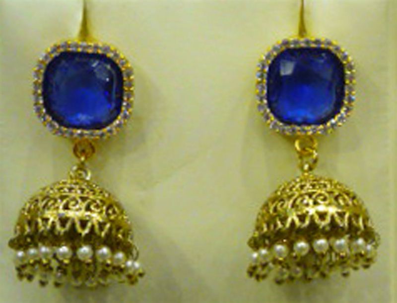 Blue Square Antique Earring (E-11)