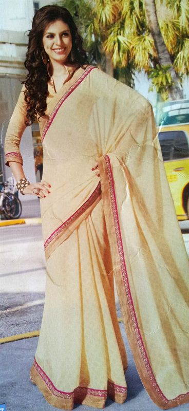 Fancy fabric saree in chiffon with borders.(n4)