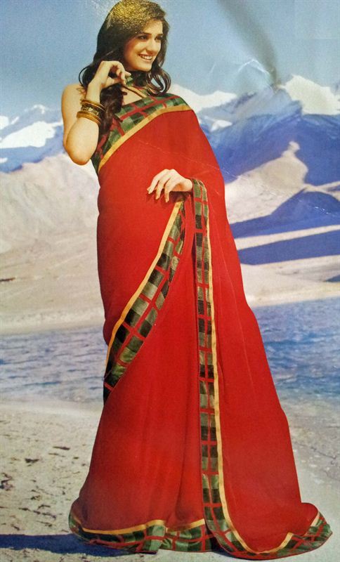 Soft chiffon saree in fine marun with printed border of latest trend.(n30)