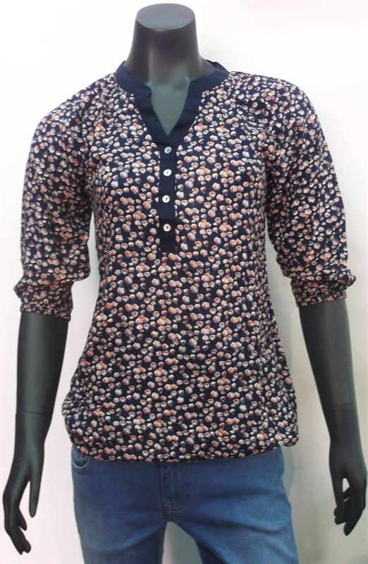 Wrangler Ladies Navy Blue Floral Shirt (WRSH5245)