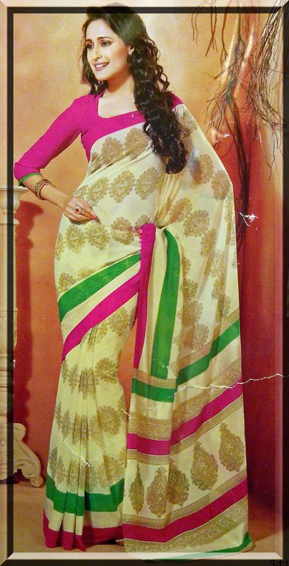 Fancy color new fabric saree.(caln1)