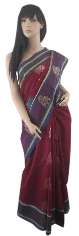 Chanderi Hand Weaved Cotton Saree (MINT0065)