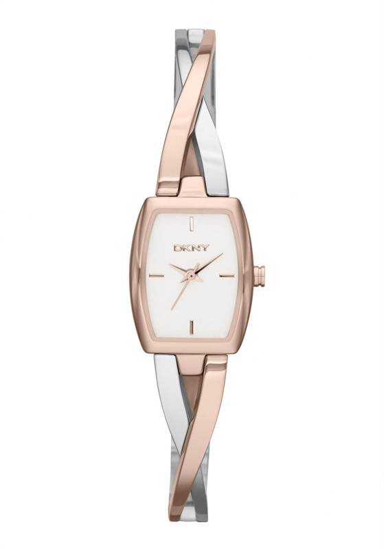 DKNY Crosswalk White Dial Silver and Rose Gold-tone Ladies Watch NY2236