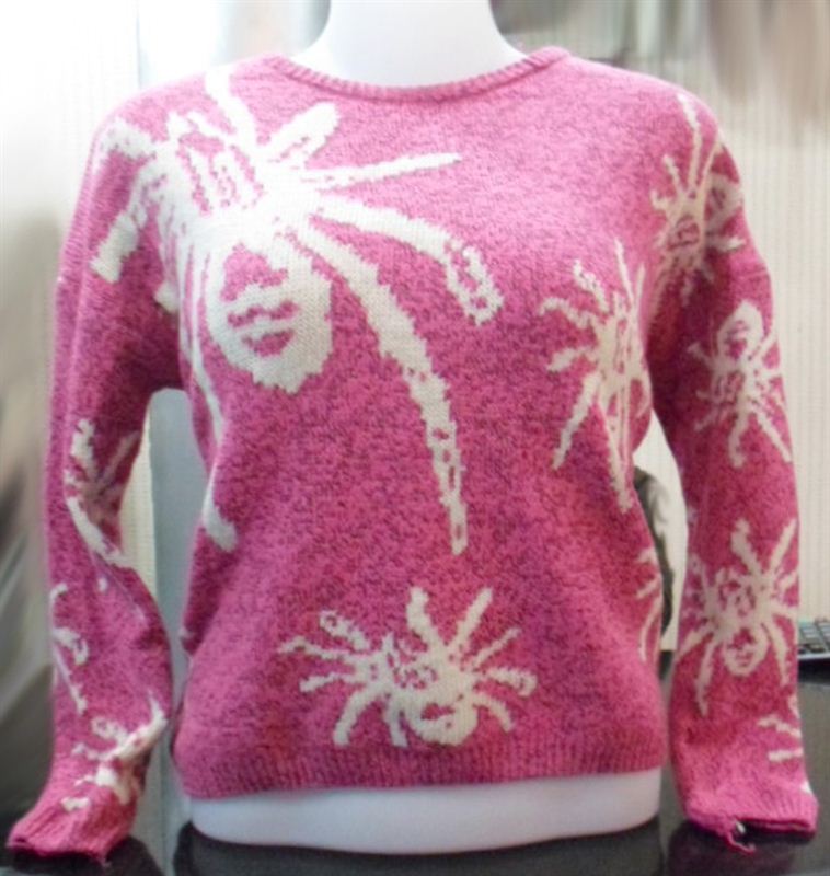 White Tara Ladies Pink Printed Sweater