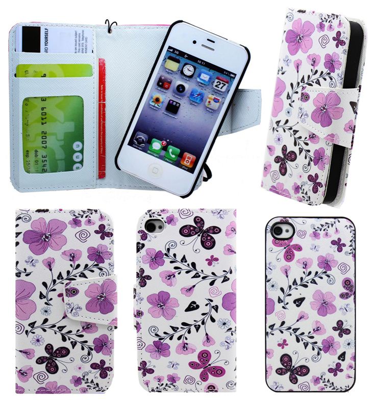 Iphone 4 / 5 Flip Side Cover With Floral Print 2 In 1 Case (1008)