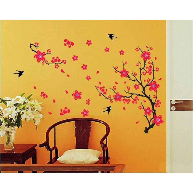 flowers with branch wall stickers - send gifts and money to nepal