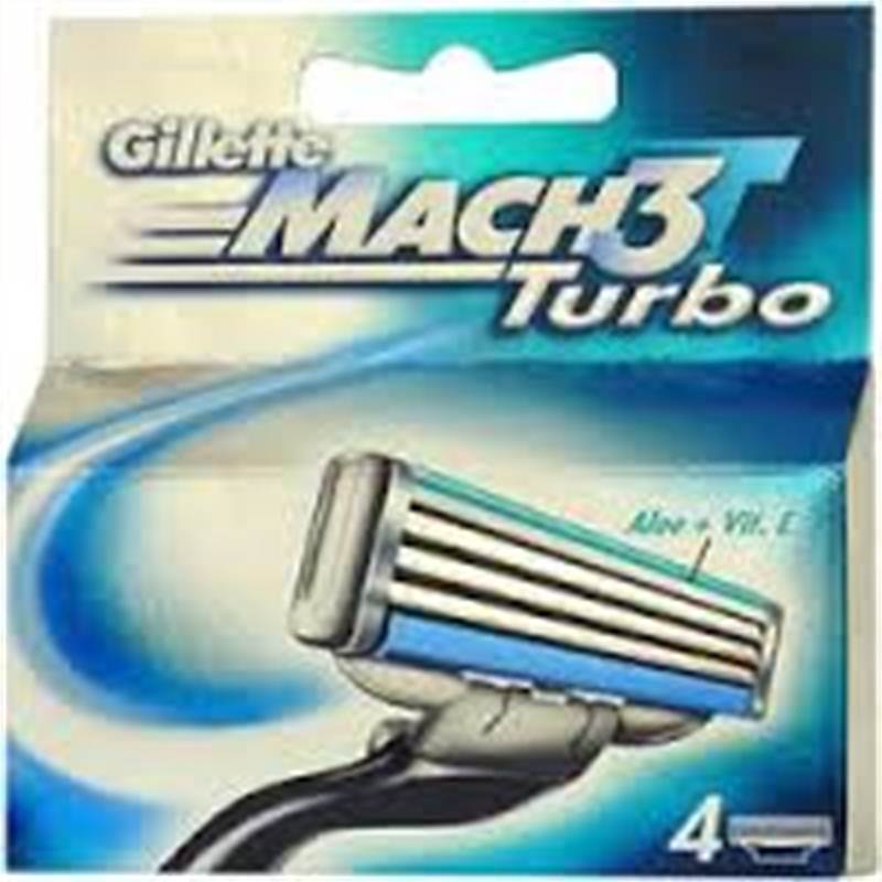 Gillette Mach3 Turbo Replacement Razor Blades (4 in a pack)