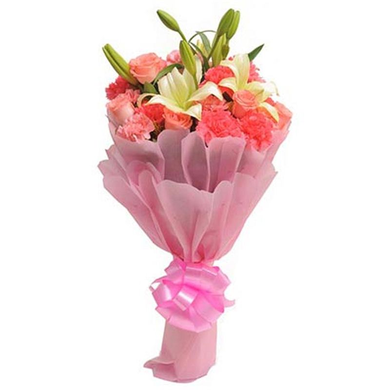 20 Mix Flowers (10 carnation 8 roses and two lilly) by FNP Flowers