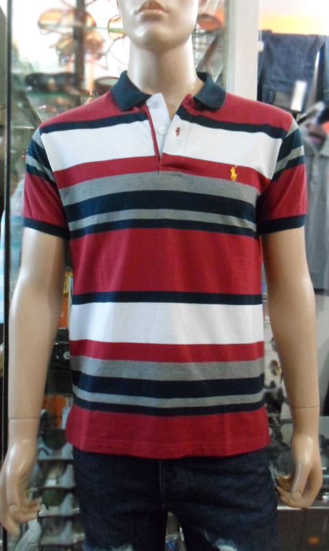 Tizzy Tog Men's Maroon Stripe Polo T-Shirt (M36)