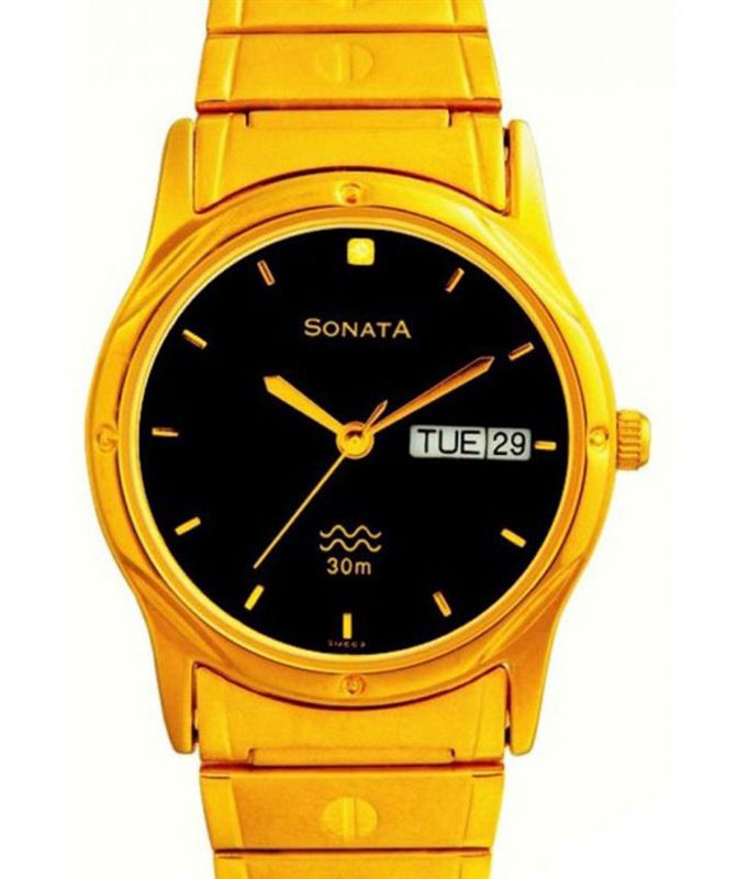 Sonata Black Dial Analog Men's Watch (7023YM10)