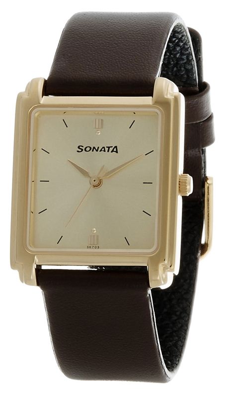 Sonata analog gold dial men's watch clearance
