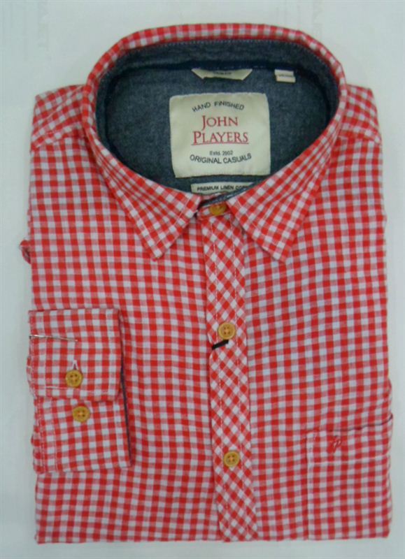 John Players Men's Red Check Shirt (JP244T61A1)