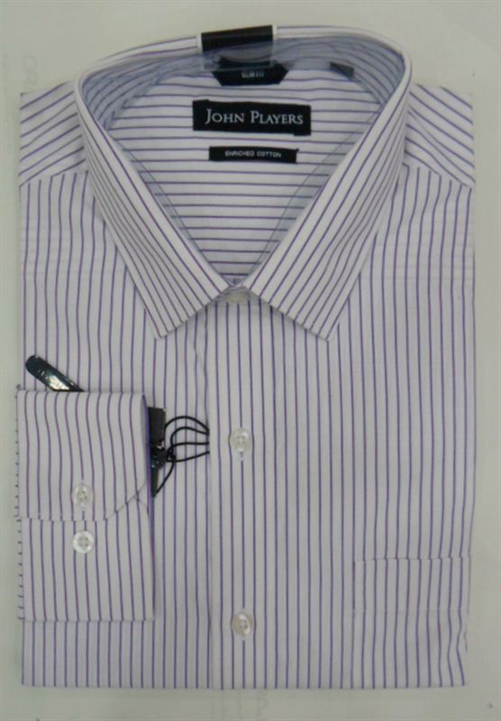 John Players Men's White Stripe Formal Shirt (JP25C3D1A4)