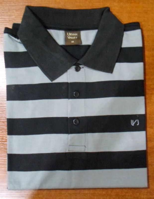 Urvan Valley Men's Black Stripe Polo T-Shirt (T1008)