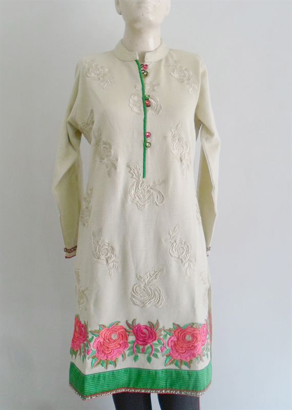 Duke Ladies Cream Kurthi S8616 Send Gifts and Money to Nepal
