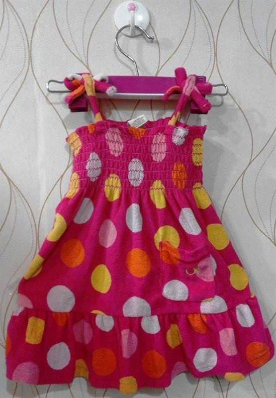  Op's Pink 80% Cotton 20% Polymer Frock For Summer/Autumn/Spring 