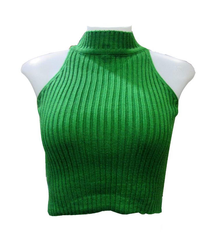 White Tara Ladies Green Crop Sweater