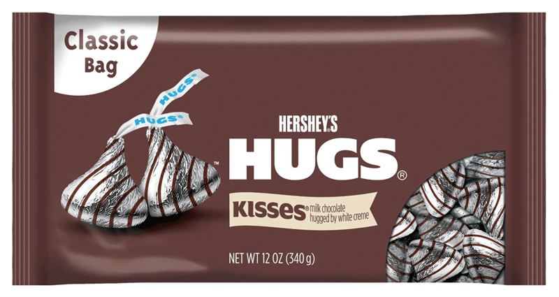 Hershey's Hugs Kisses Milk Chocolate Hugged By White Creme (340 gm) .