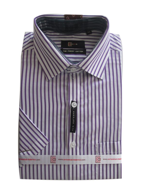 CEO Men's Purple Stripes Shirt (Half Sleeves)