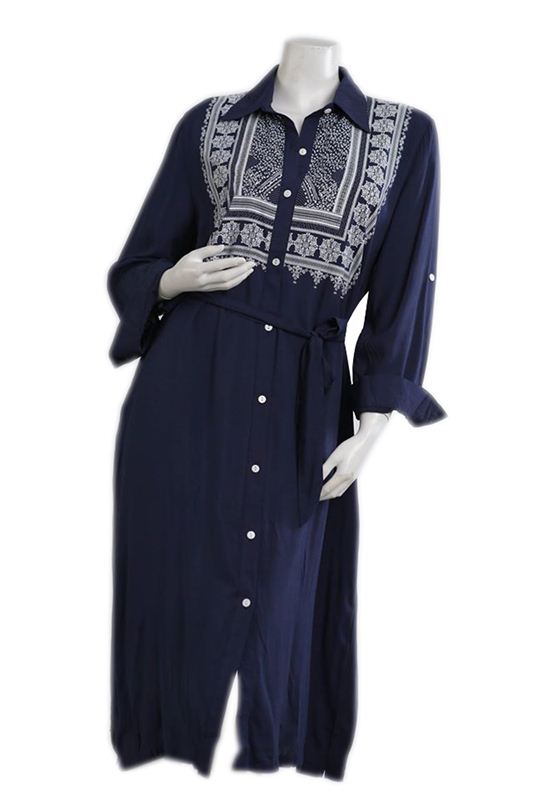 Curves Blue Button Cami Dress (CR0516-D021)