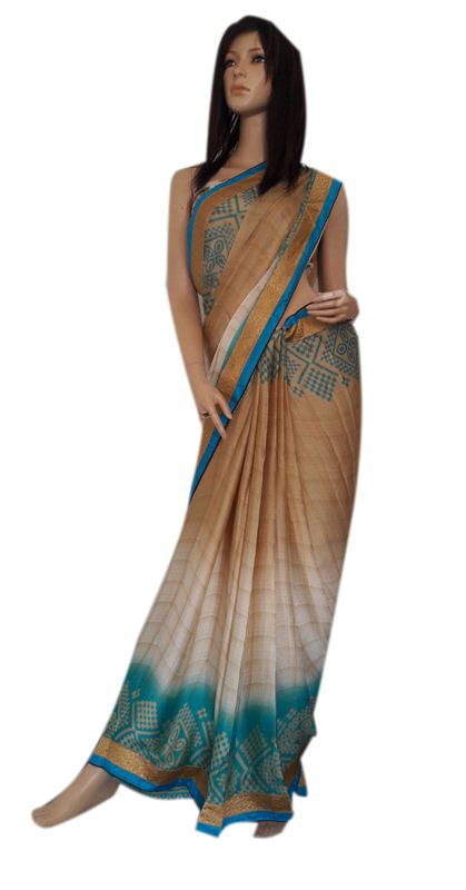 Saga Printed Silk Sari With Blouse Piece (16SU338)