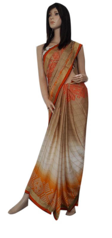 Saga Printed Silk Sari With Blouse Piece (16SU339)