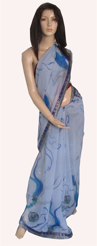 City Girl Printed Chiffon Saree With Blouse piece (16SU355)