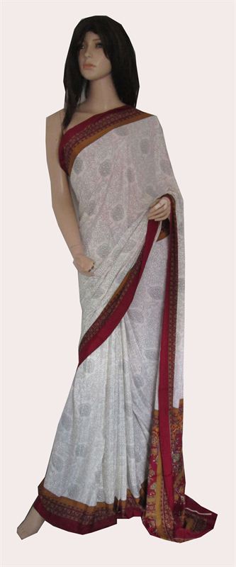 Matka  Printed Crepe silk saree with blouse piece(16SU393)