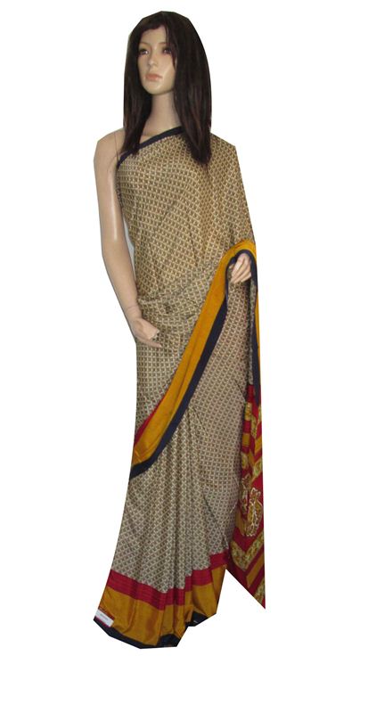Matka  Printed Crepe silk saree with blouse piece(16SU404)