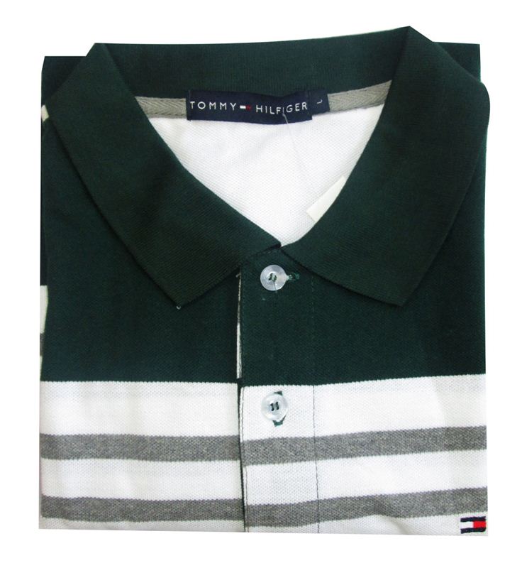 Dot Men's Green And White Liner Polo T-Shirt A201353
