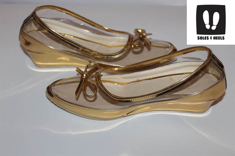 Golden Wedge Shoes