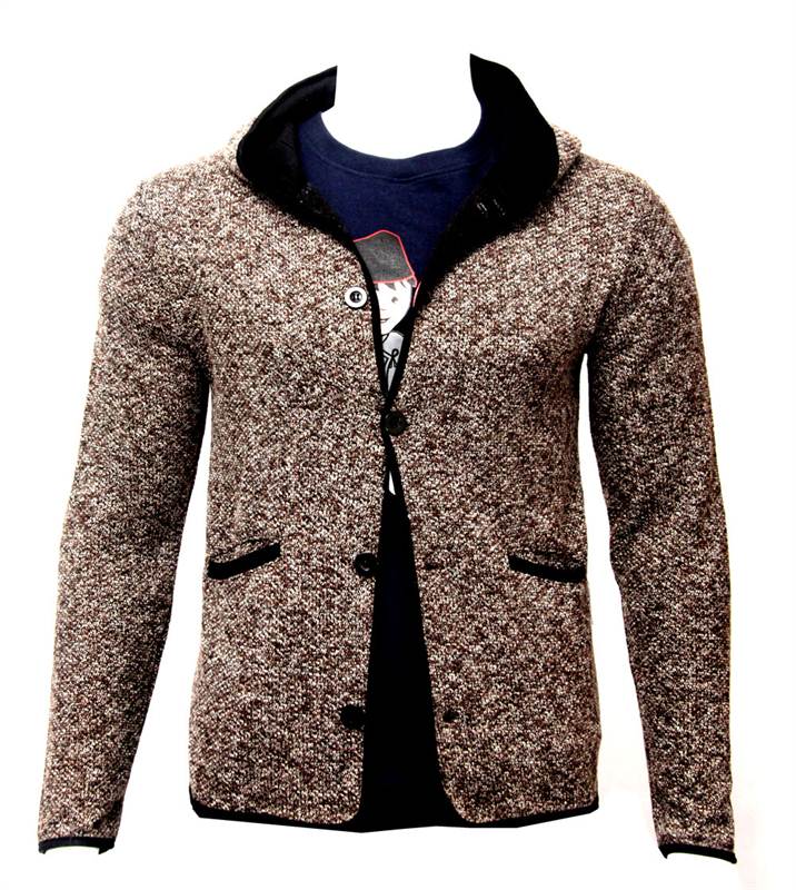 Brown Wool-blend hooded Jacket